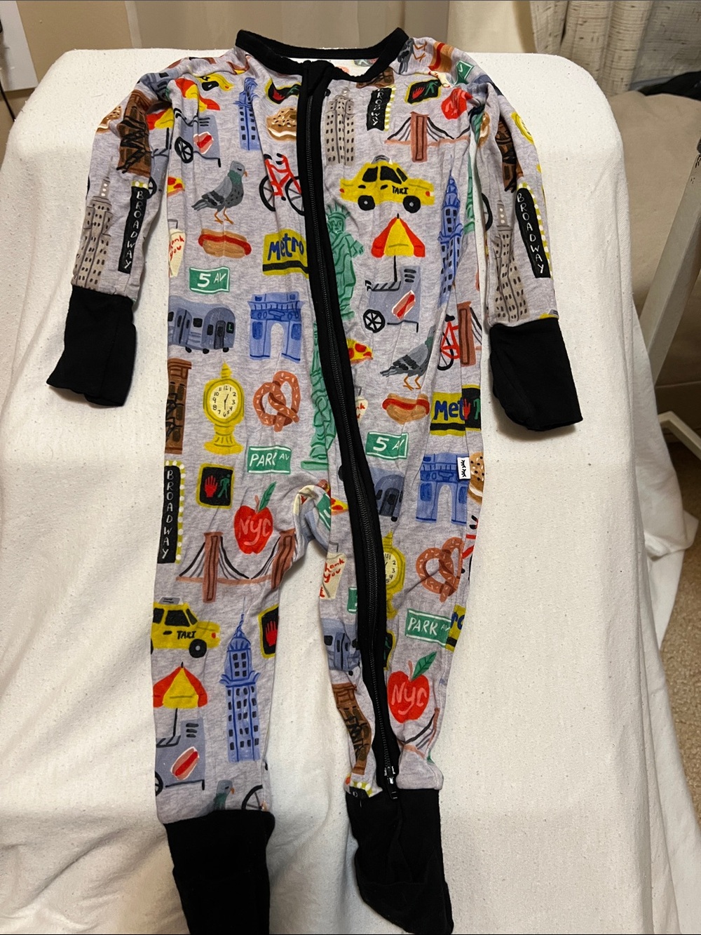 Little Sleepies The Big Apple Bamboo Zip Sleeper 3–6 Months EUC